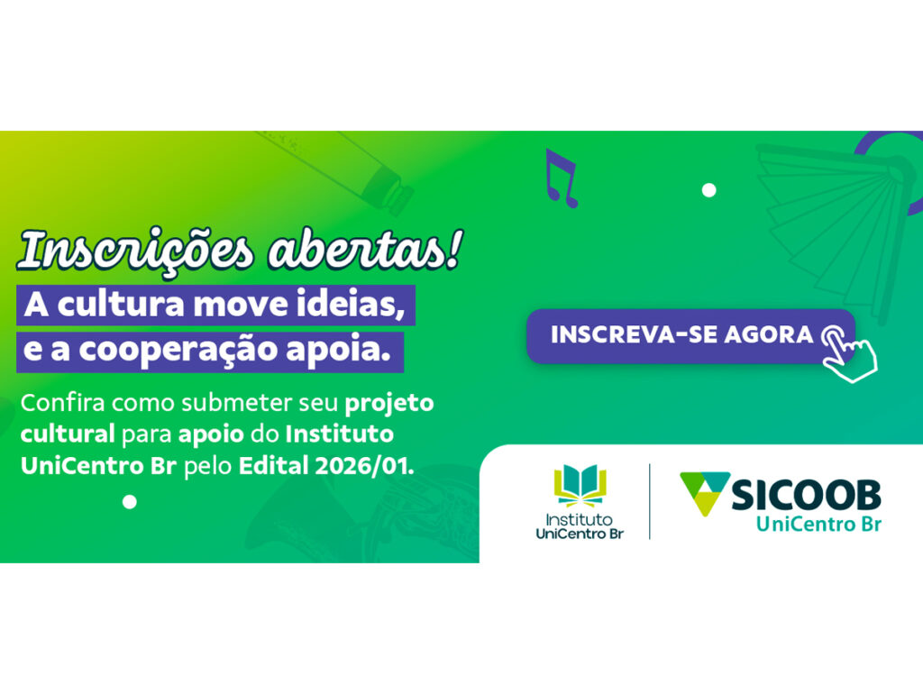 Sicoob UniCentro Br lança edital com R$ 400 mil para projetos culturais em 2026