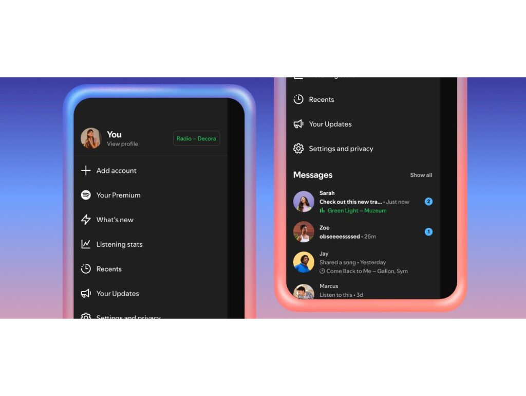 Spotify adiciona “atividade de escuta” e “solicitar Jam” ao recurso de mensagens entre usuários